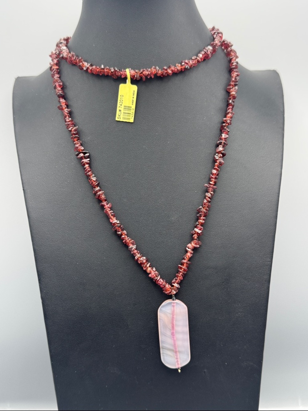 Garnet & stone pendant necklace